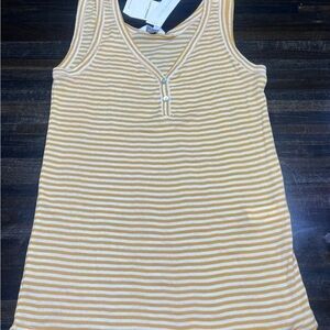 Lucky Brand Yellow and White Striped Tank Top
